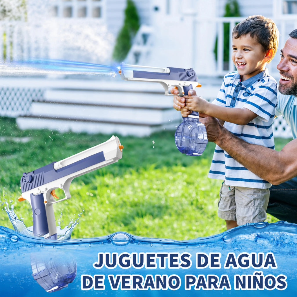 Pistola de agua eléctrica recargable de chorro automático para piscina, jardín y playa