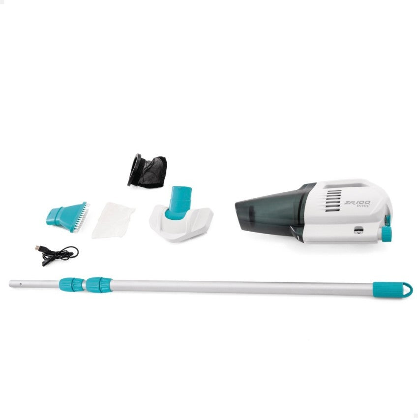 Aspirador de mano INTEX ZR100 con pértiga telescópica, cabezales, filtros y cargador