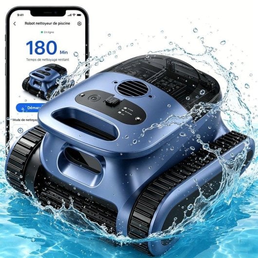 Robot limpiafondos inalámbrico para piscina con app, 180 min de autonomía