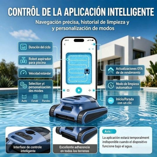 Robot limpiafondos con control por app: navegación y modos de limpieza