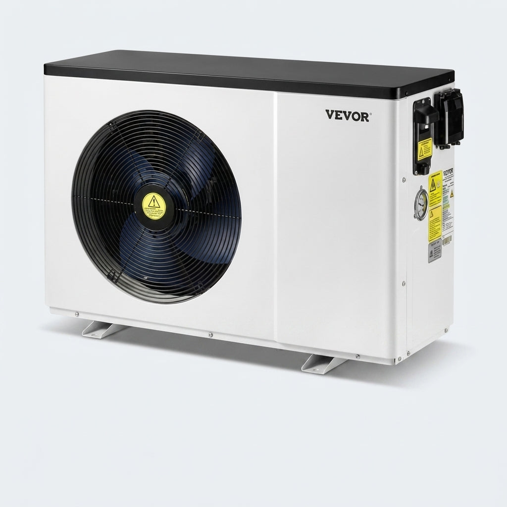 Bomba de calor inverter VEVOR para piscina instalada junto al borde